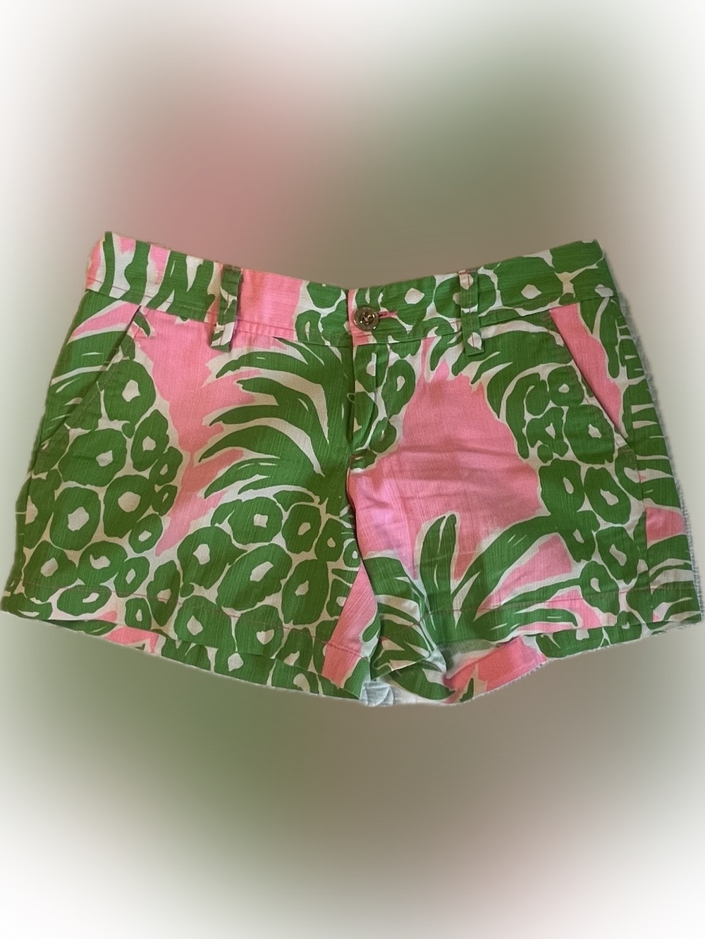 Lilly Pulitzer Pink & Green Tropical Print Shorts